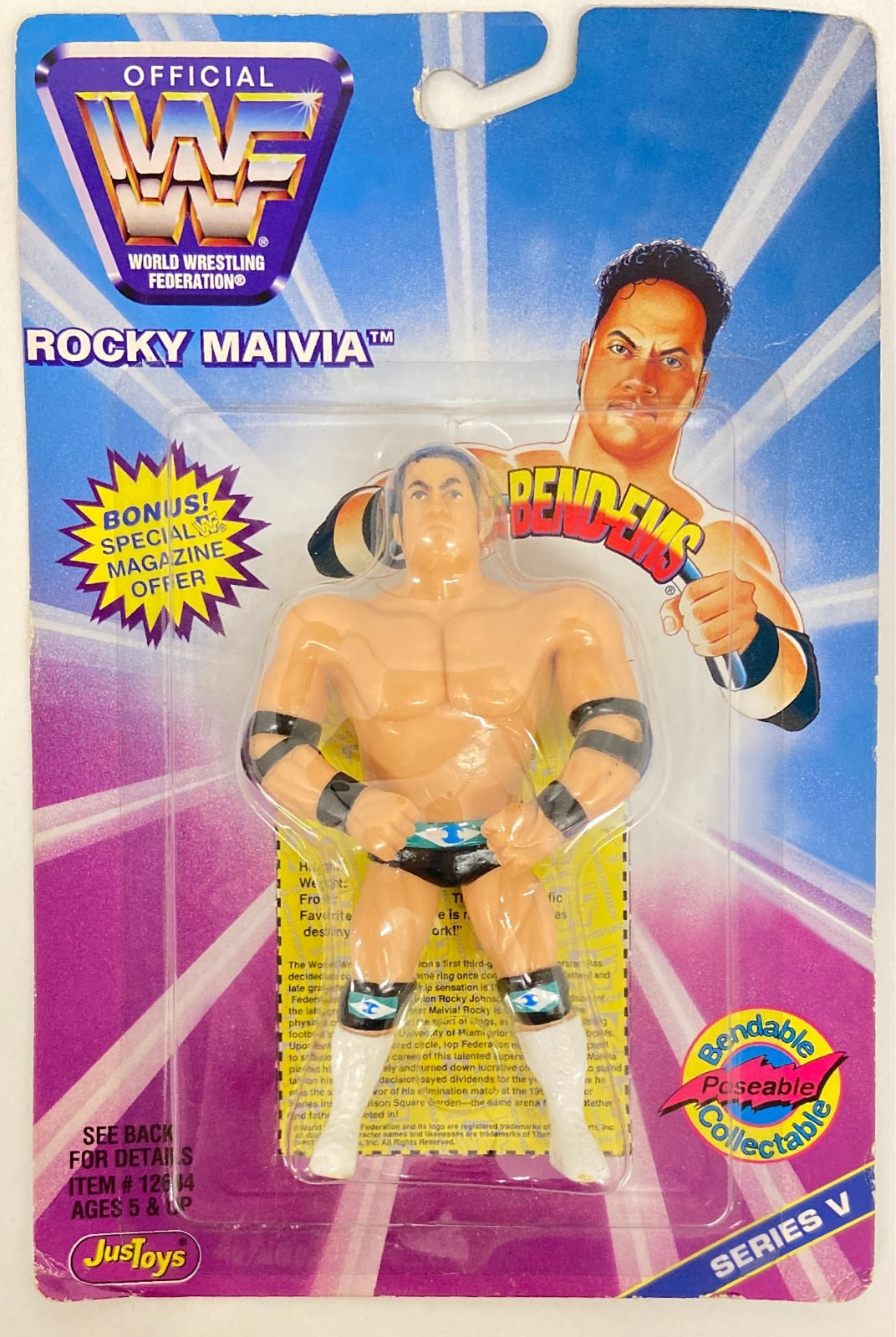 1997 WWF Just Toys Bend-Ems Series 5 Rocky Maivia – Wrestling