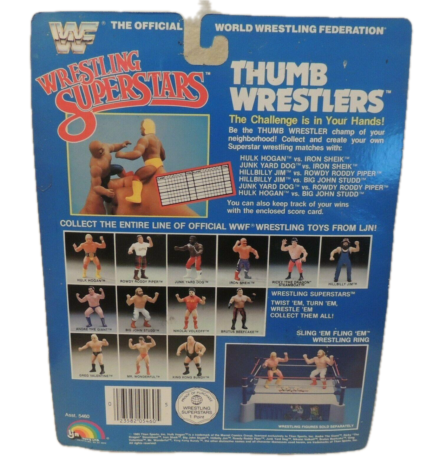 1986 WWF LJN Wrestling Superstars Thumb Wrestlers Paul "Mr. Wonderful" Orndorff vs. Rowdy Roddy Piper