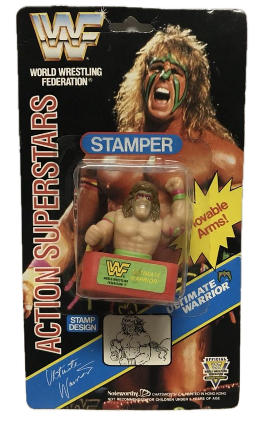 1991 WWF Noteworthy Action Superstars Stampers Ultimate Warrior [Carded]