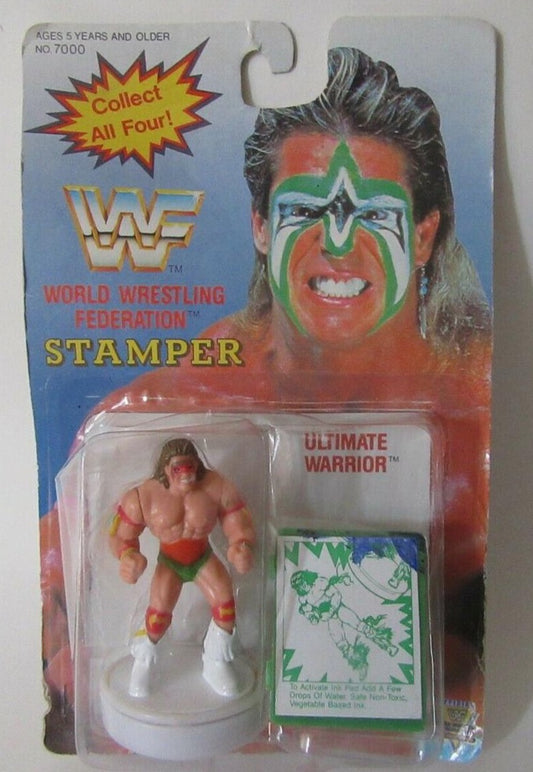 1991 WWF Titan Sports Ultimate Warrior Stamper [Carded]