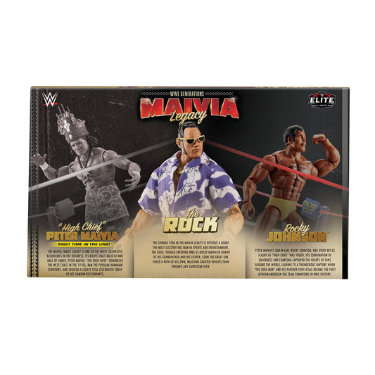 2024 WWE Mattel Elite Collection Walmart Exclusive Generations: Maivia Legacy 3-Pack: Rocky Johnson, The Rock & High Chief Peter Maivia [Exclusive]