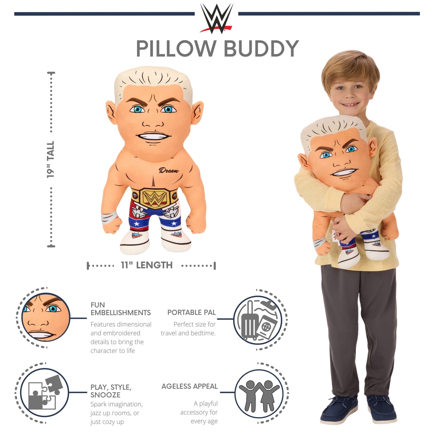 2026 WWE Walmart Exclusive 19" Cody Rhodes Pillow Buddy