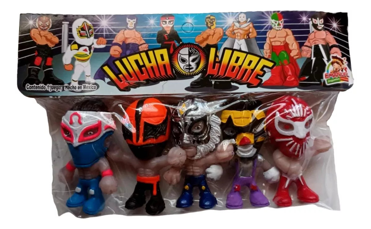 Emanuel Juguetes 2.5" Lucha Libre Bootleg/Knockoff Cabezones: Bandido, Kung-Fu, Tiger Mask, Super Muneco & Caristico