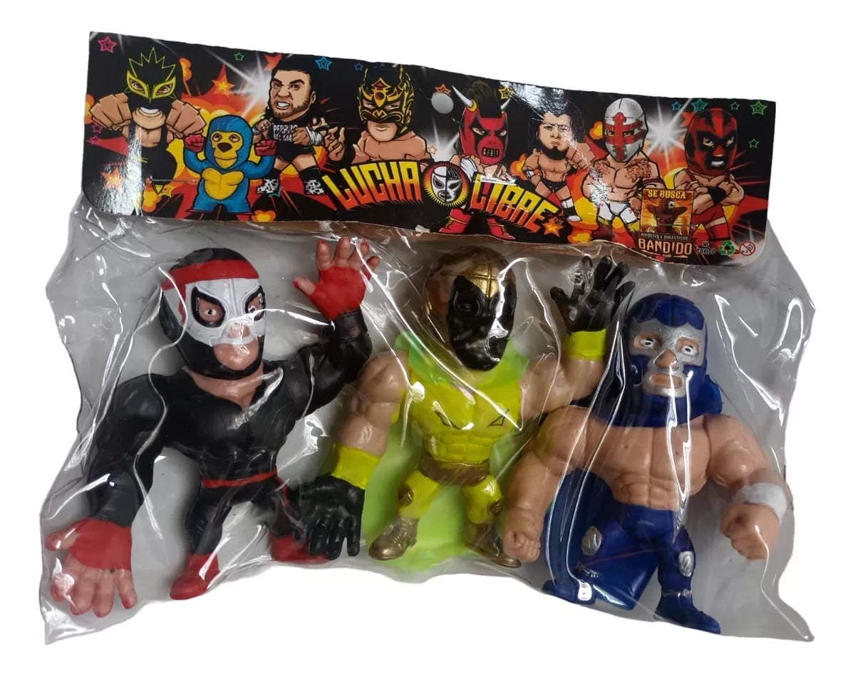 Bandido Juguetes y Didácticos Lucha Libre 4" Fortachones 3-Pack: Octagon, Tinieblas & Blue Demon