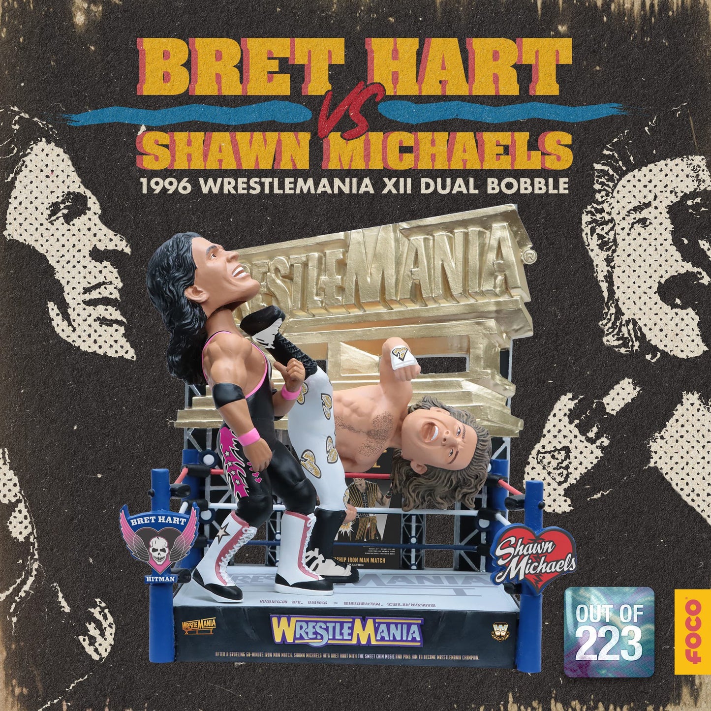 2024 WWE FOCO Bobbleheads Limited Edition WrestleMania XII: Bret Hart vs. Shawn Michaels