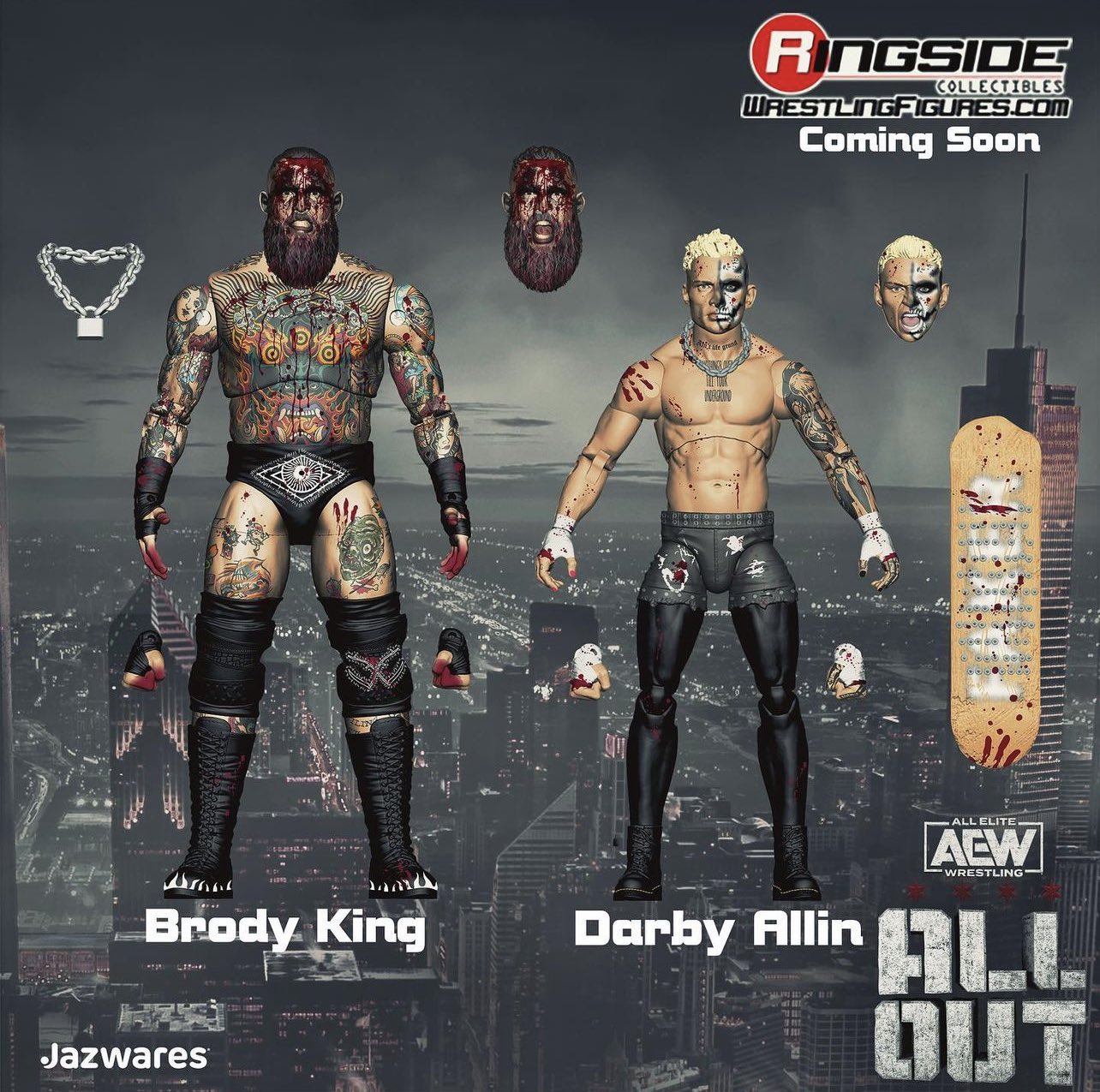 2024 AEW Jazwares Unrivaled Collection Ringside Exclusive #154 "Blood & Guts: Coffin Match" Brody King vs. Darby Allin