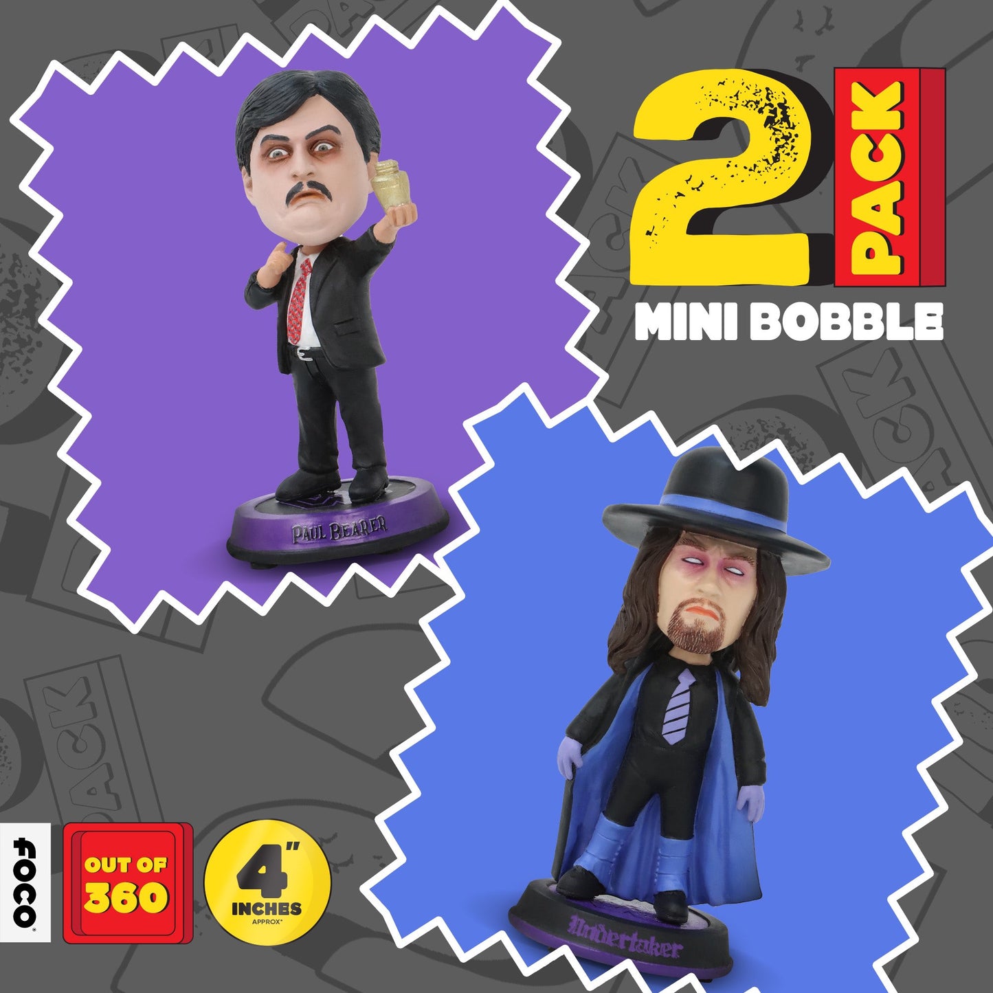 2024 WWE FOCO Mini Bighead Bobblehead 2-Pack: Paul Bearer & Undertaker