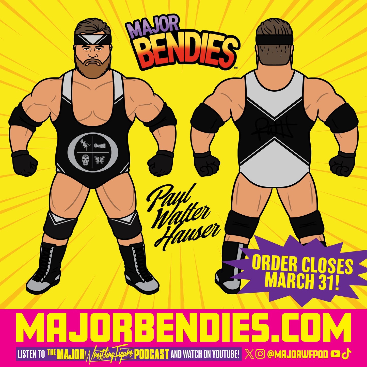 2024 Major Wrestling Figure Podcast Major Bendies Limited Edition Paul Walter Hauser