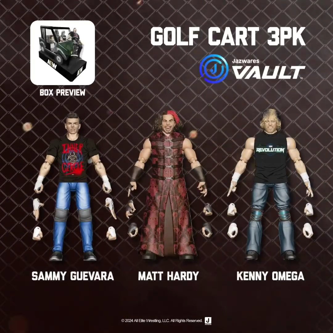 2025 AEW Jazwares Archive Vault Exclusive Golf Cart 3-Pack