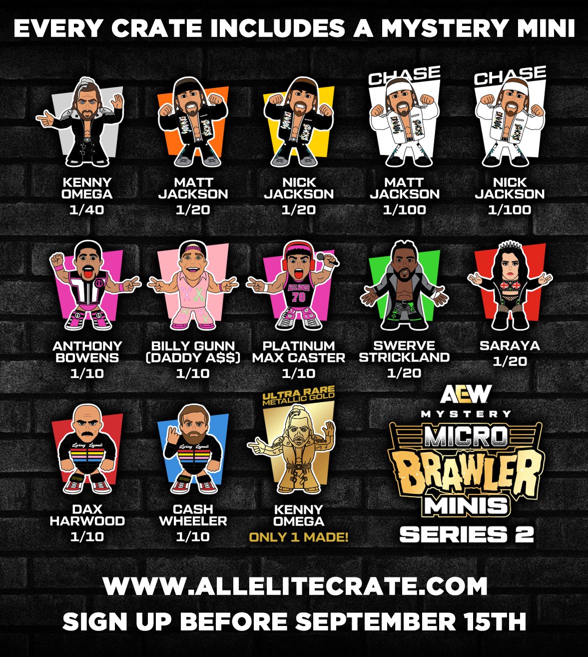 2024 AEW Pro Wrestling Tees Crate Exclusive Micro Brawler Minis Series 2 Kenny Omega