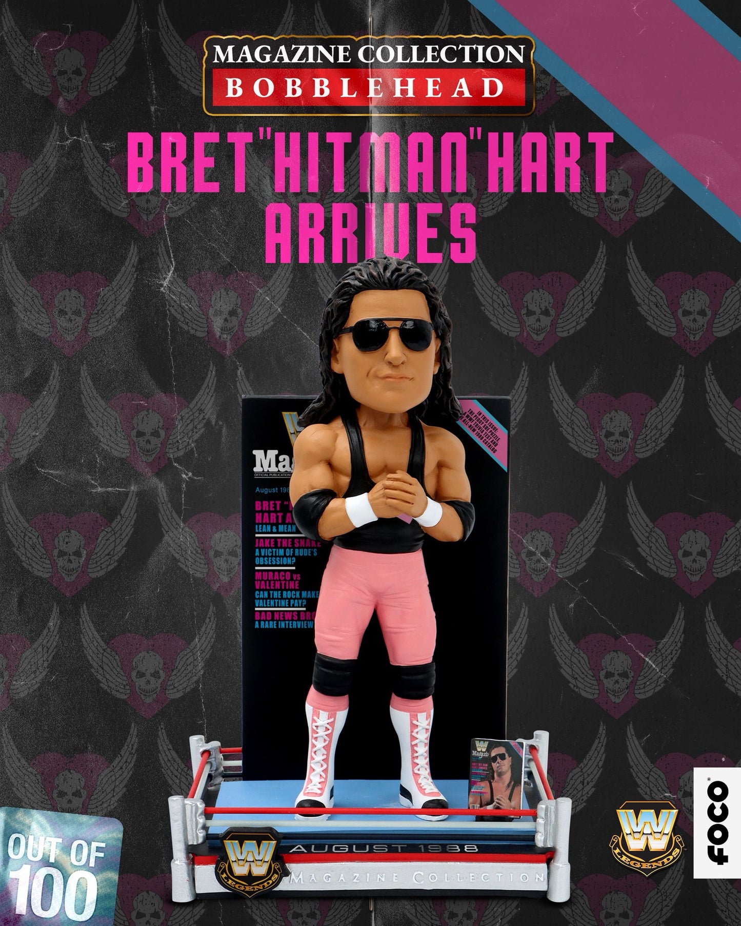 2025 WWE FOCO Magazine Collection Bobblehead "Bret 'Hitman' Hart Arrives"