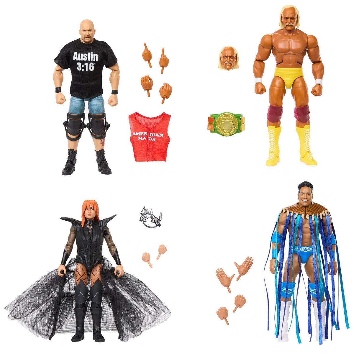 2023 WWE Mattel Elite Collection Target Exclusive 60th Anniversary 4-Pack: Hulk Hogan, Rocky Maivia, "Stone Cold" Steve Austin & Becky Lynch
