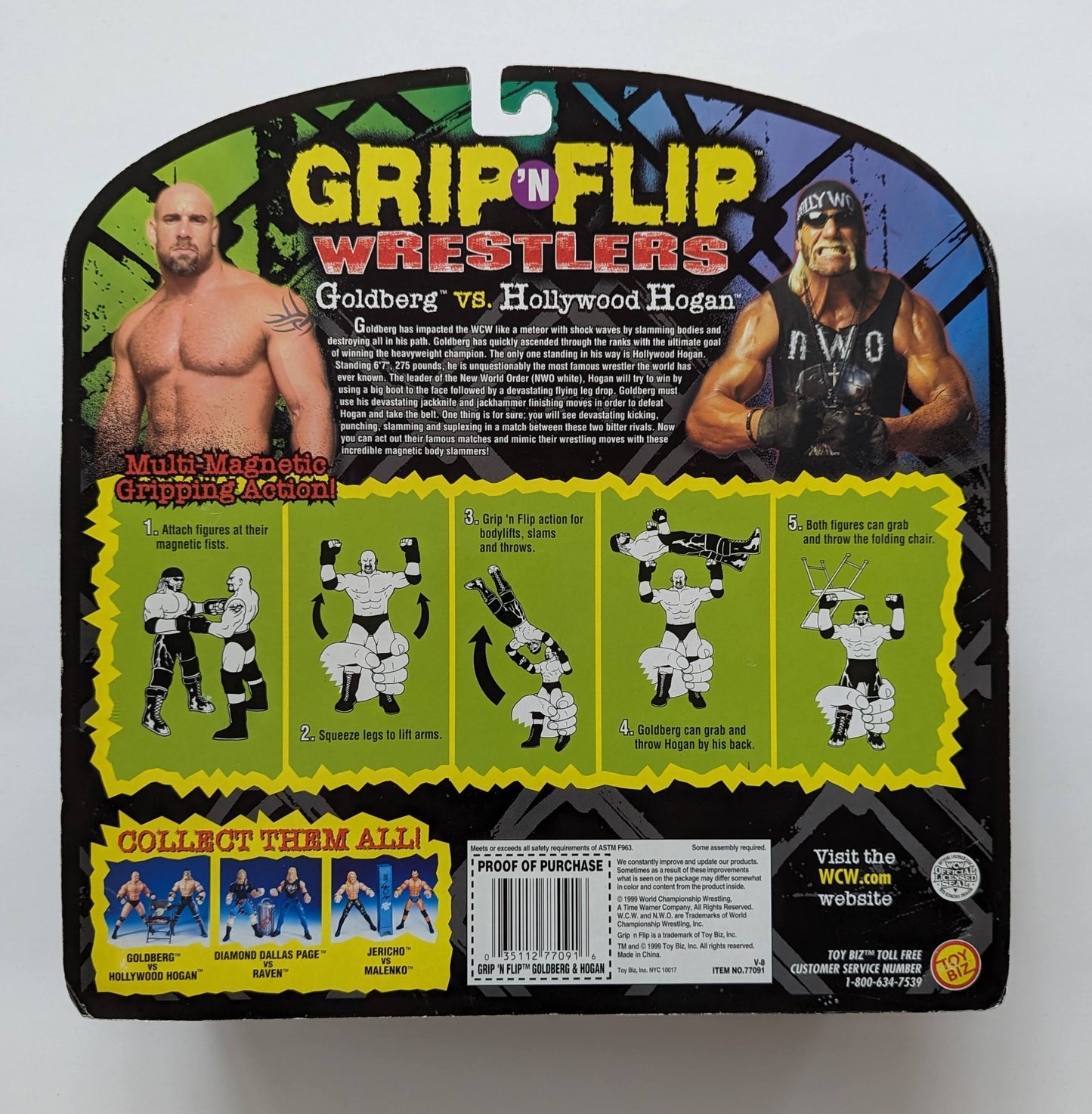 1999 WCW Toy Biz Grip 'N' Flip Series 1 Goldberg & Hollywood Hogan
