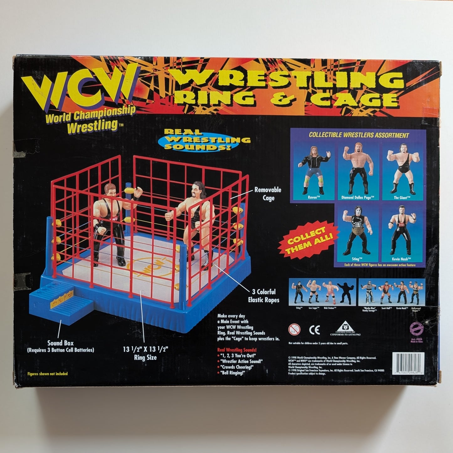 1998 WCW OSFTM 6.5" Articulated Wrestling Ring & Cage