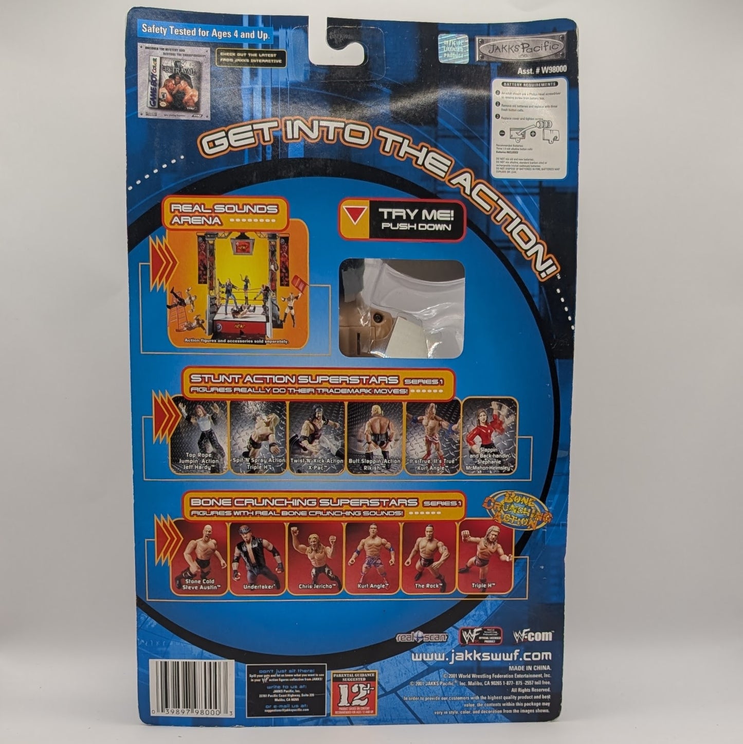 2001 WWF Jakks Pacific Titantron Live Stunt Action Superstars Series 1 Kurt Angle