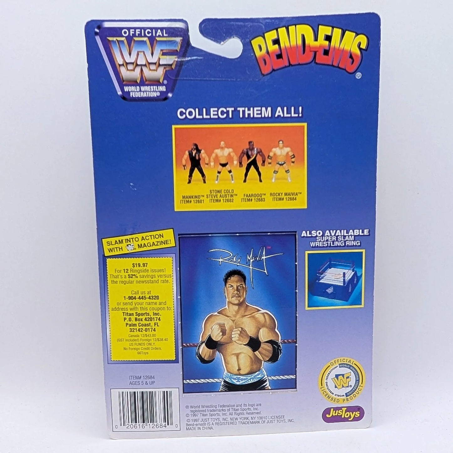 1997 WWF Just Toys Bend-Ems Series 5 Rocky Maivia