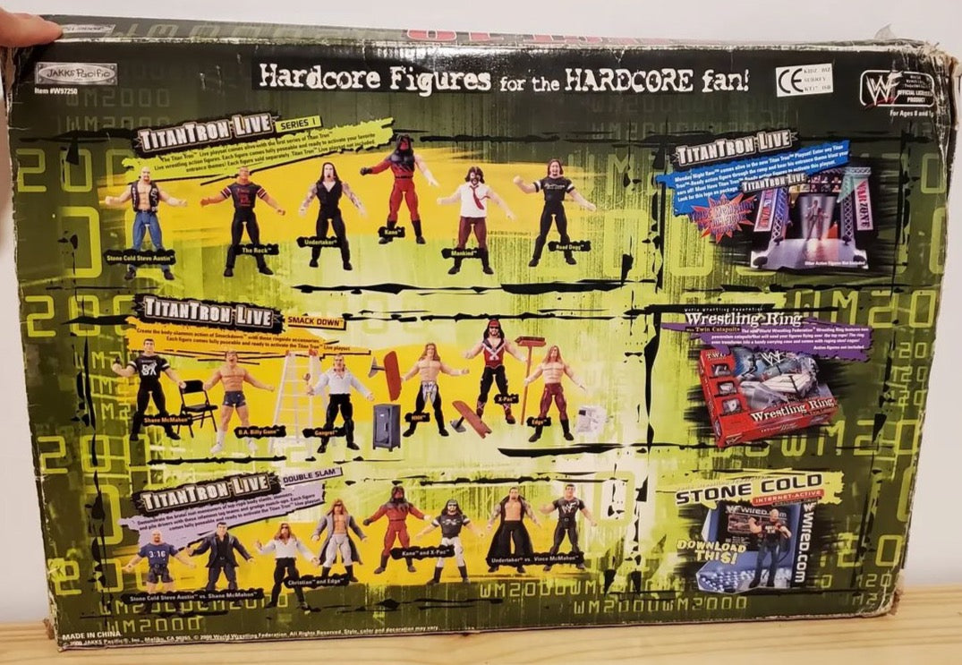 2000 WWF Jakks Pacific Titantron Live "Perfect 10" Box Set with Smokin' Skull Championship Belt