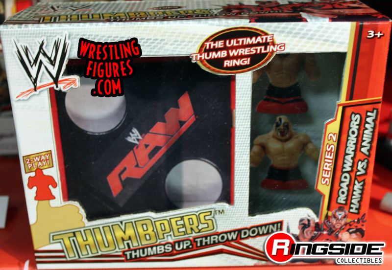 Unreleased WWE Wicked Cool Toys Thumbpers Series 2 WWE Superstar Ring: Road Warriors Hawk vs. Animal
