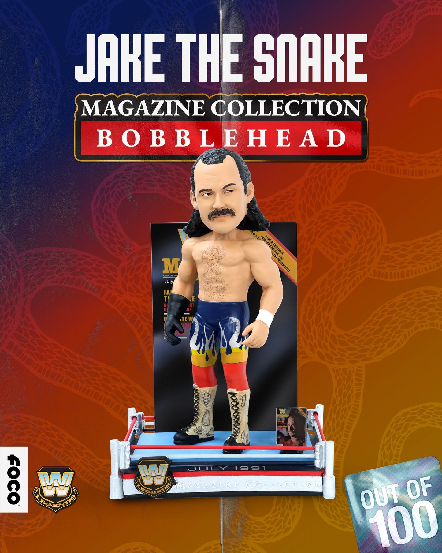 2025 WWE FOCO Magazine Collection Bobblehead Jake "The Snake" Roberts