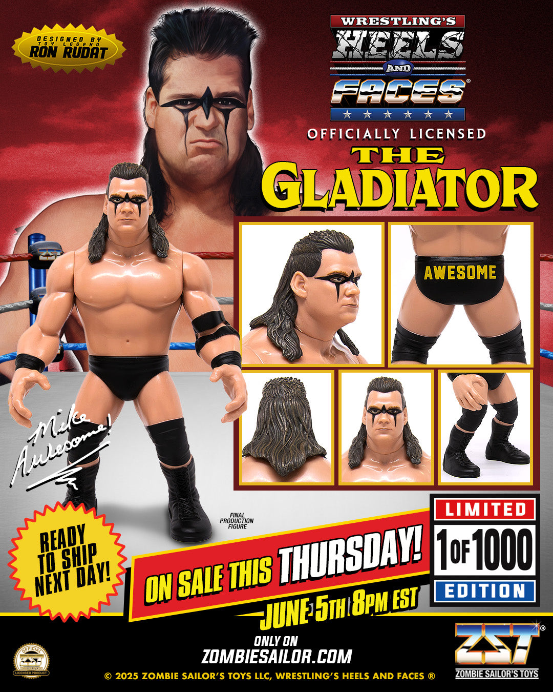 2025 Zombie Sailor's Toys Wrestling's Heels & Faces Limited Edition The Gladiator