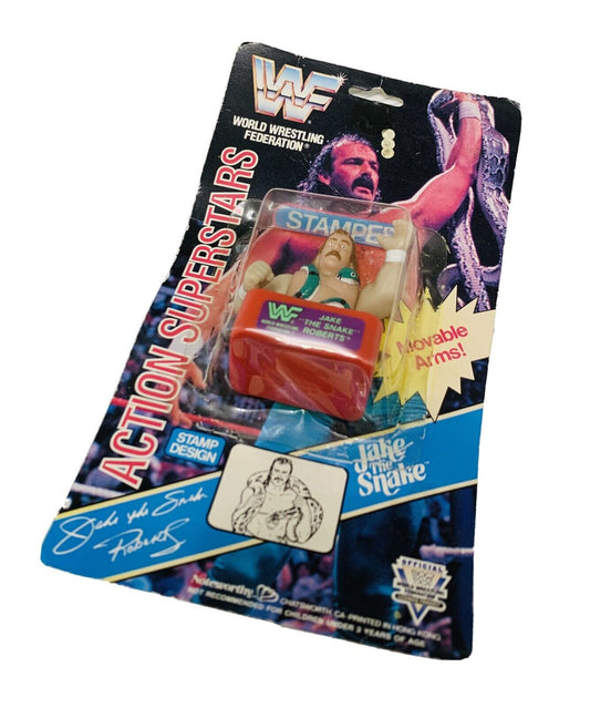 1991 WWF Noteworthy Action Superstars Stampers Jake "The Snake" Roberts [Carded]