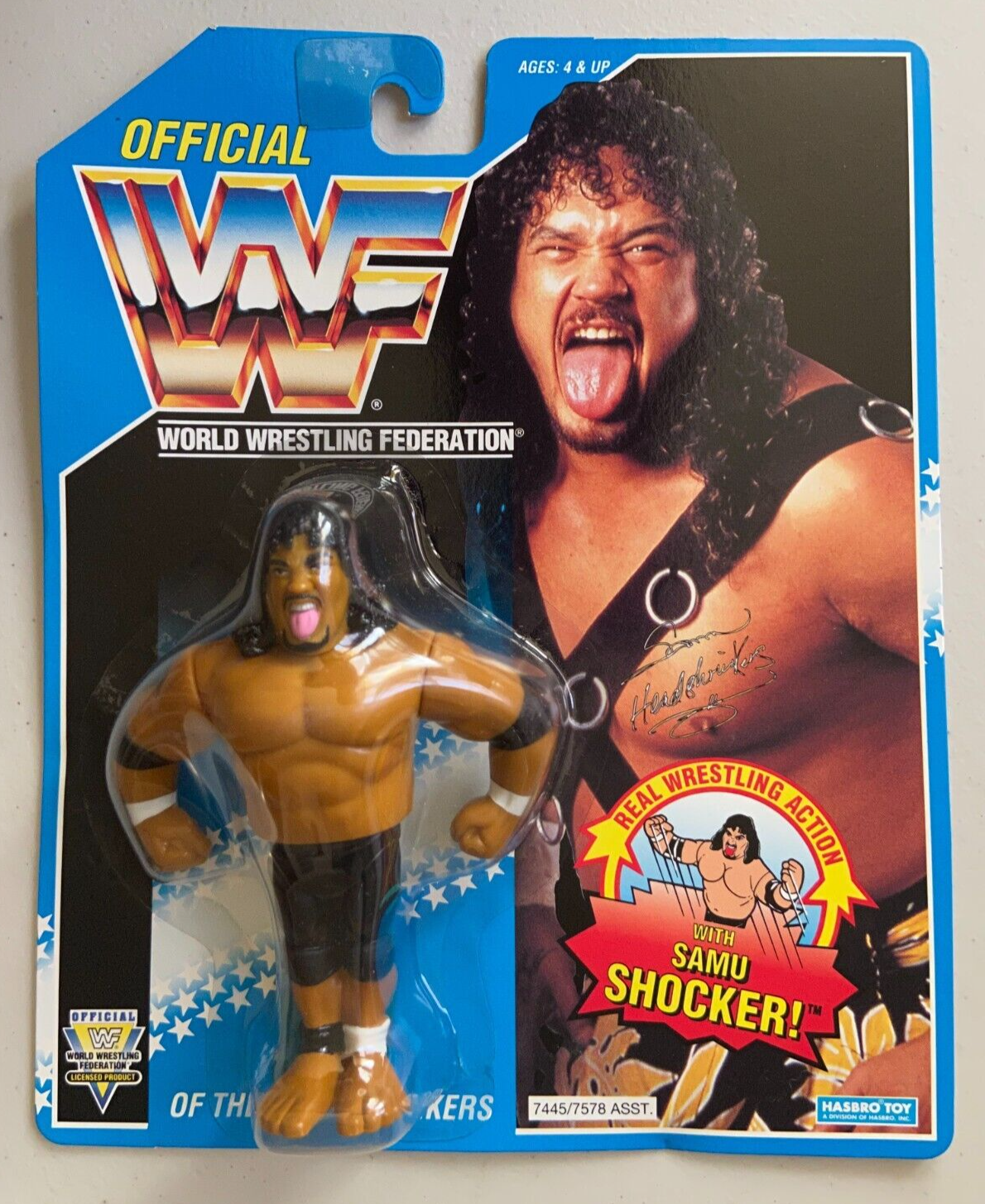 1994 WWF Hasbro Series 10 Samu of the Headshrinkers with Samu 1994 WWF Hasbro Series 10 Samu of the Headshrinkers with Samu