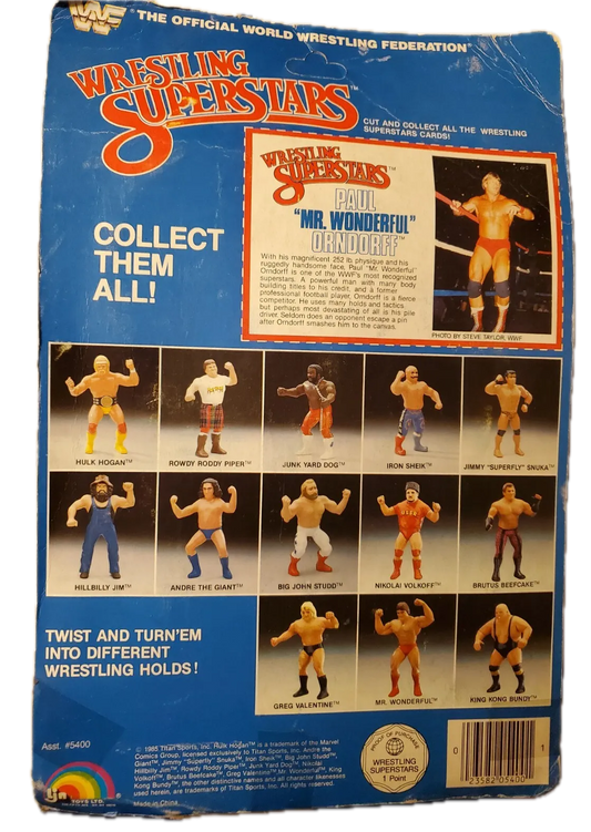 1986 WWF LJN Wrestling Superstars Series 2 Mr. Wonderful [13A-Back Card]