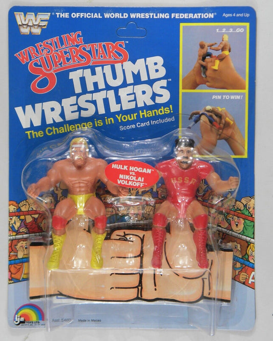 1986 WWF LJN Wrestling Superstars Thumb Wrestlers Hulk Hogan vs. Nikolai Volkoff [Butterfly Hook]