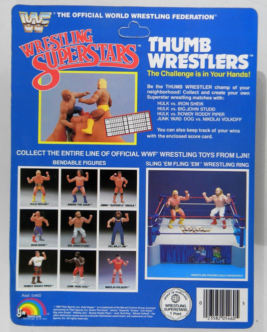 1986 WWF LJN Wrestling Superstars Thumb Wrestlers Hillbilly Jim vs. Big John Studd