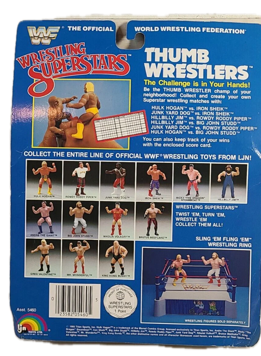 1986 WWF LJN Wrestling Superstars Thumb Wrestlers Hillbilly Jim vs. Big John Studd