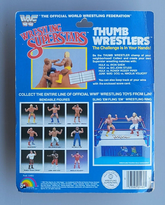 1986 WWF LJN Wrestling Superstars Thumb Wrestlers Hulk Hogan vs. Big John Studd [Butterfly Hook]