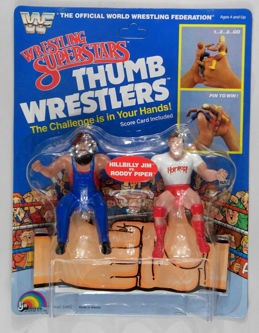 1986 WWF LJN Wrestling Superstars Thumb Wrestlers Hillbilly Jim vs. Roddy Piper [Butterfly Hook]