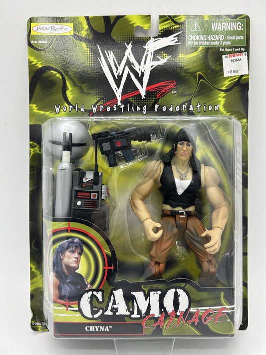 1999 WWF Jakks Pacific Camo Carnage Series 1 Chyna [With Gun Accessories]