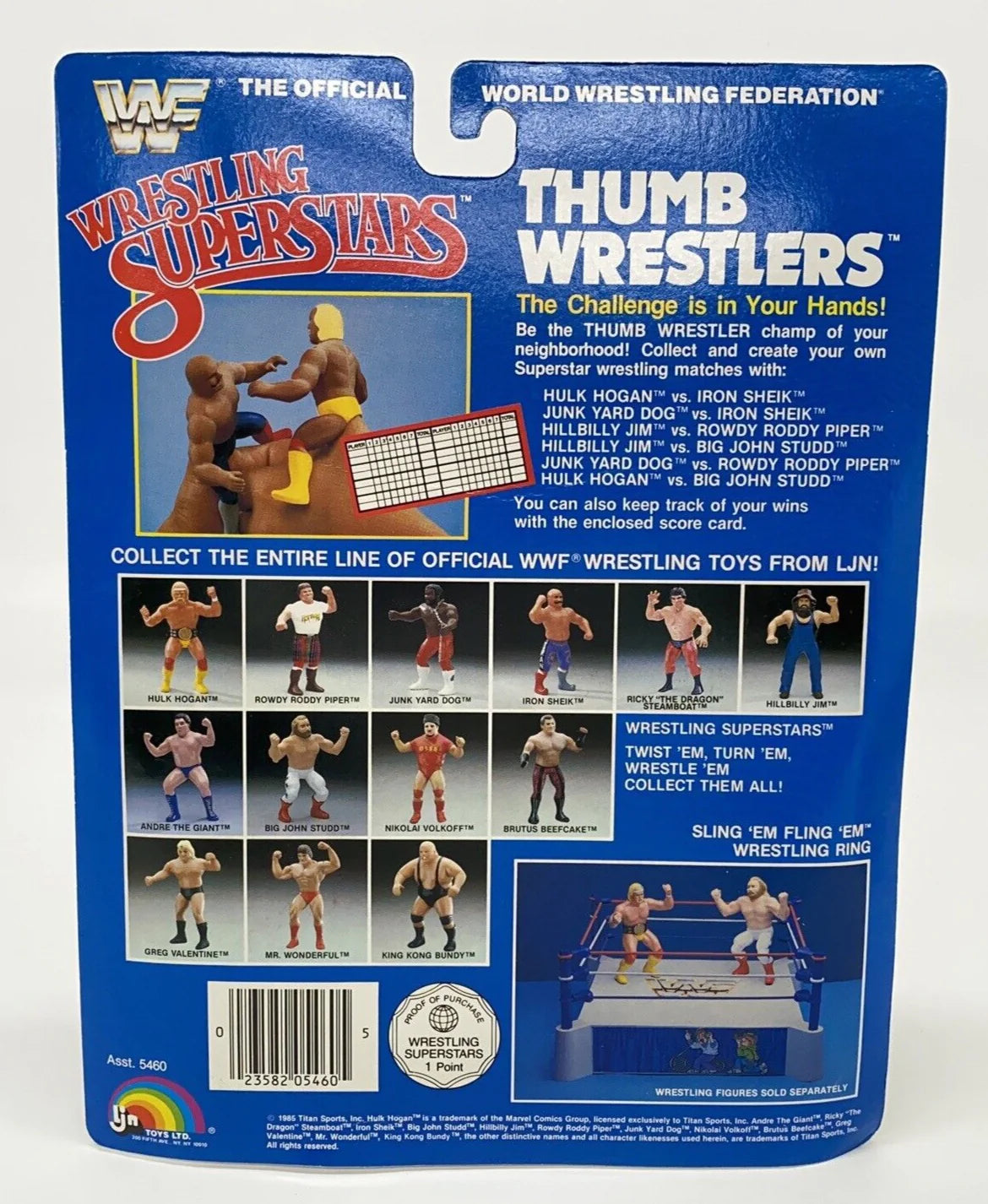 1986 WWF LJN Wrestling Superstars Thumb Wrestlers Hillbilly Jim vs. Roddy Piper
