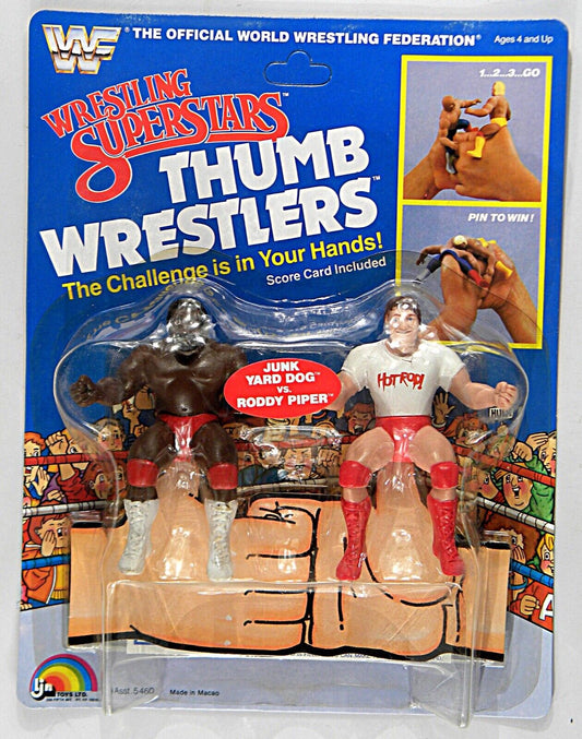 1986 WWF LJN Wrestling Superstars Thumb Wrestlers Junk Yard Dog vs. Rowdy Roddy Piper [Butterfly Hook]