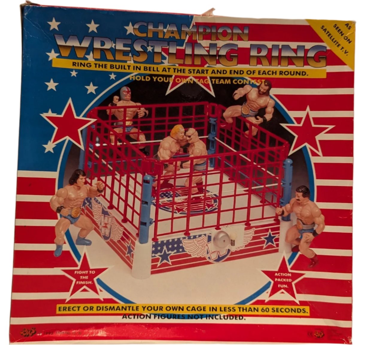 1992 PMS Bootleg/Knockoff Champion Wrestling Ring with Cage & Bell