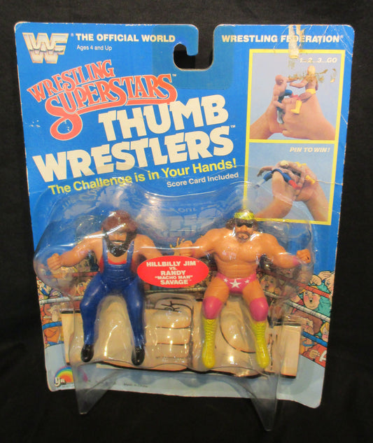 1986 WWF LJN Wrestling Superstars Thumb Wrestlers Hillbilly Jim vs. Randy "Macho Man" Savage