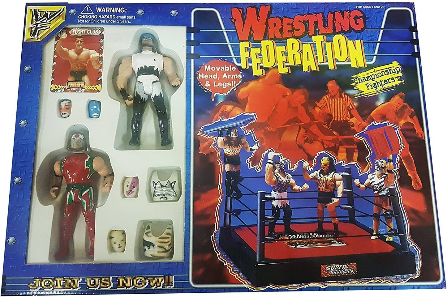 Wrestling Federation Bootleg/Knockoff Wrestling Ring & 2 Figures