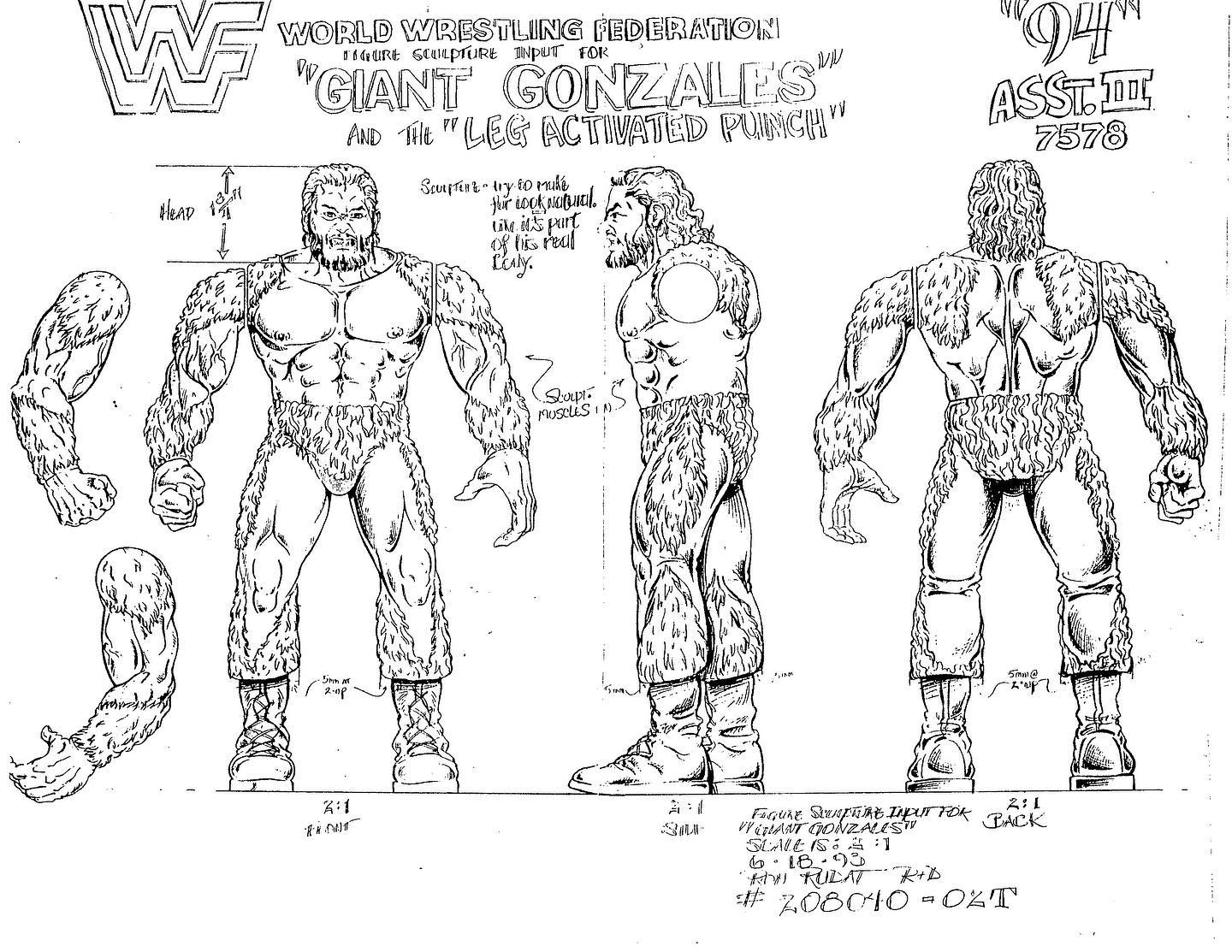 1994 WWF Hasbro Series 10 Giant González with Giant Jab!