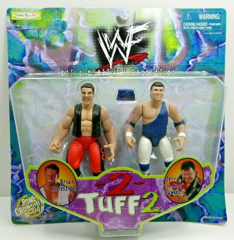 1998 WWF Jakks Pacific 2 Tuff Series 2 Brian Christopher & Jerry "The King" Lawler