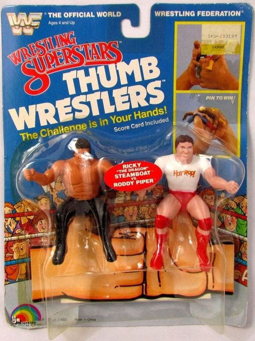 1986 WWF LJN Wrestling Superstars Thumb Wrestlers Ricky "The Dragon" Steamboat vs. Rowdy Roddy Piper