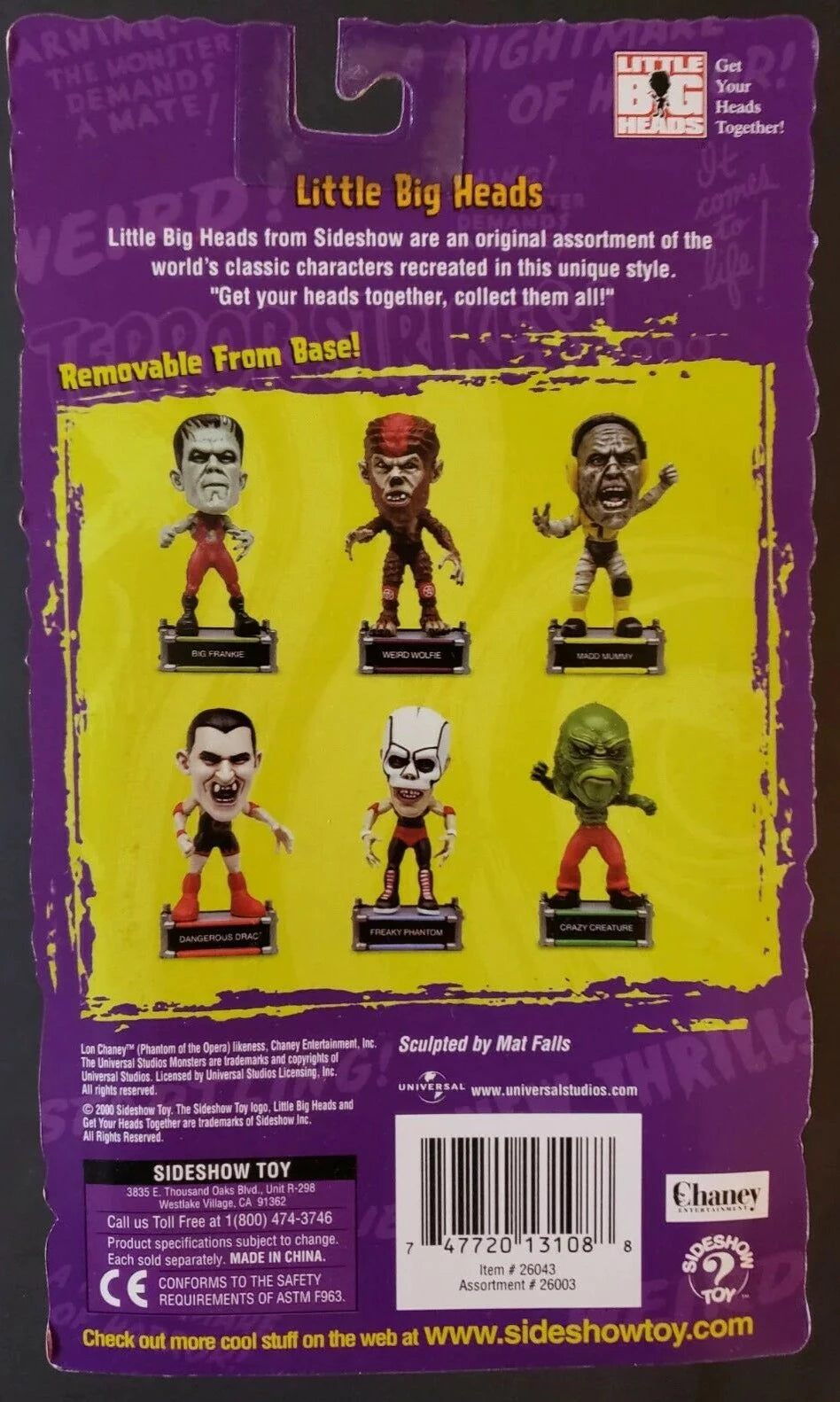 2000 Sideshow Toy Universal Monsters Little Big Head Wrestlers Dangerous Drac