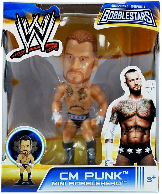 2014 WWE Wicked Cool Toys Bobblestars Series 1 CM Punk Mini Bobblehead