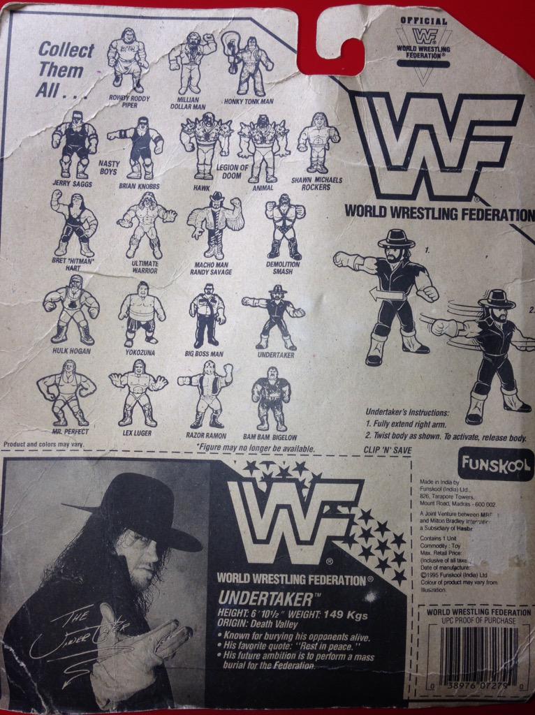 1995 WWF Funskool Undertaker with Tombstone Tackle!