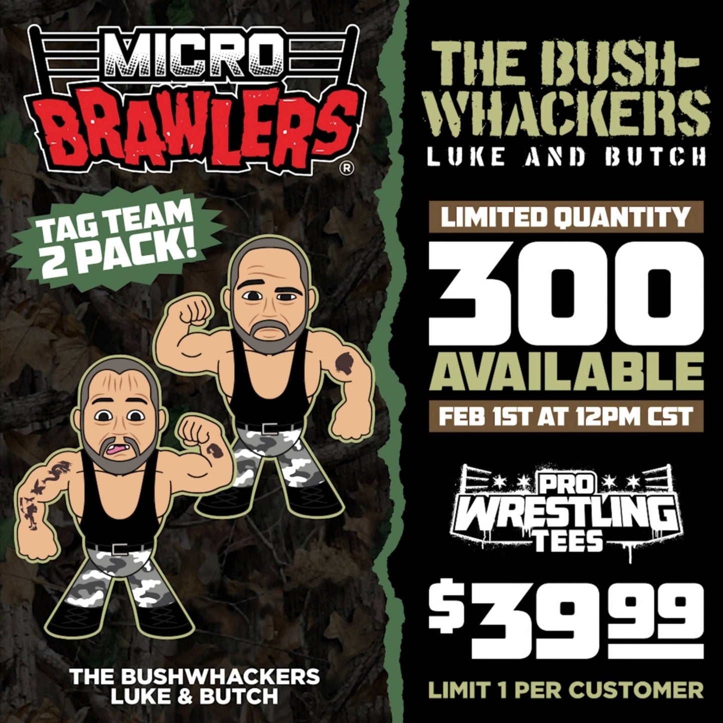 2022 Pro Wrestling Tees Micro Brawlers Limited Edition The Bushwhackers: Luke & Butch
