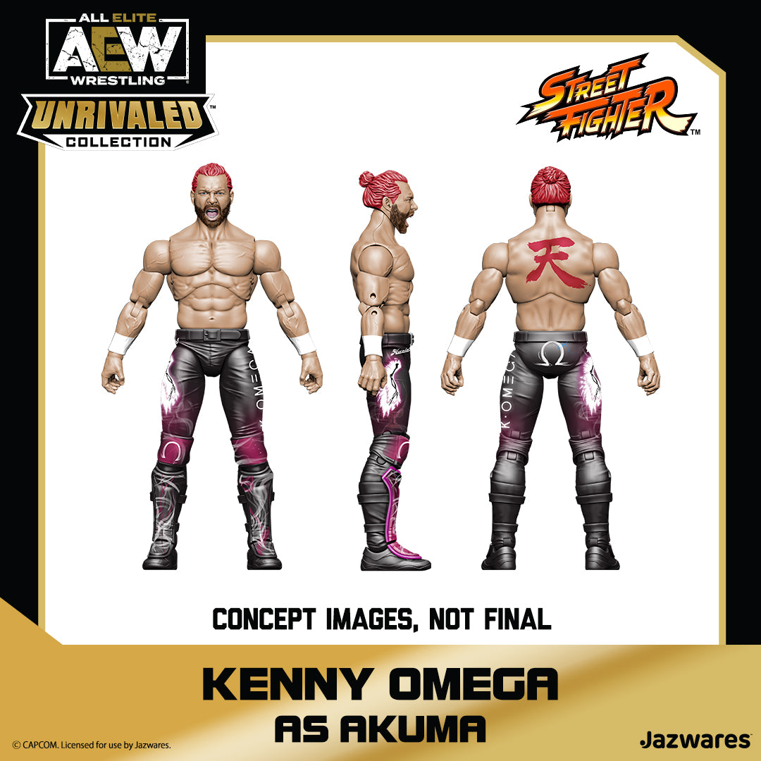 2022 AEW Jazwares Unrivaled Collection GameStop Exclusive Street Fighter #03 Kenny Omega as Akuma