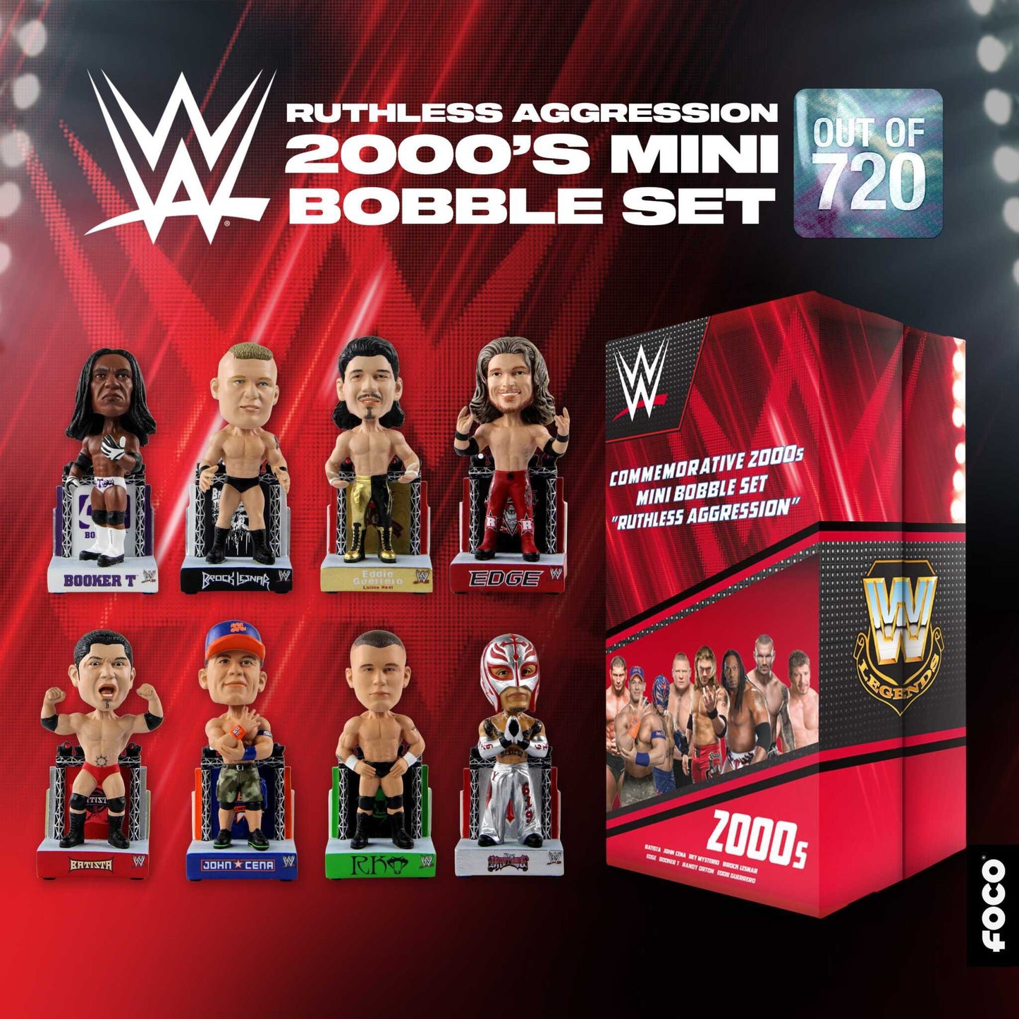 2023 WWE FOCO Mini Bobbleheads Commemorative 2000's Ruthless Aggression Mini Bobble Set
