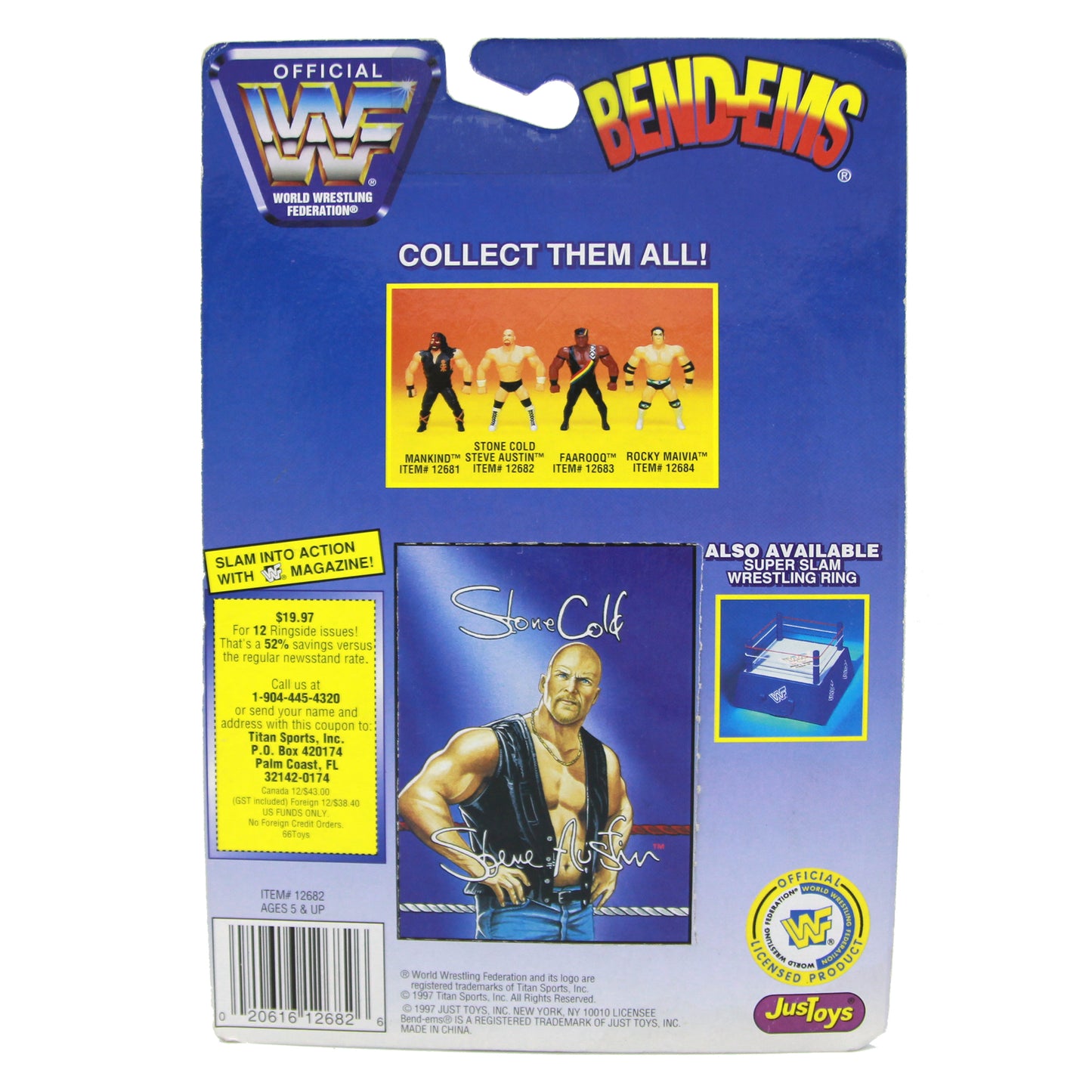 1997 WWF Just Toys Bend-Ems Series 5 Stone Cold Steve Austin