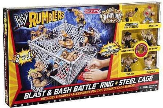 2011 WWE Mattel Rumblers Series 1 Blast & Bash Battle Ring & Steel Cage [With Rey Mysterio, John Cena, Undertaker, Big Show, Triple H & Sheamus, Exclusive]