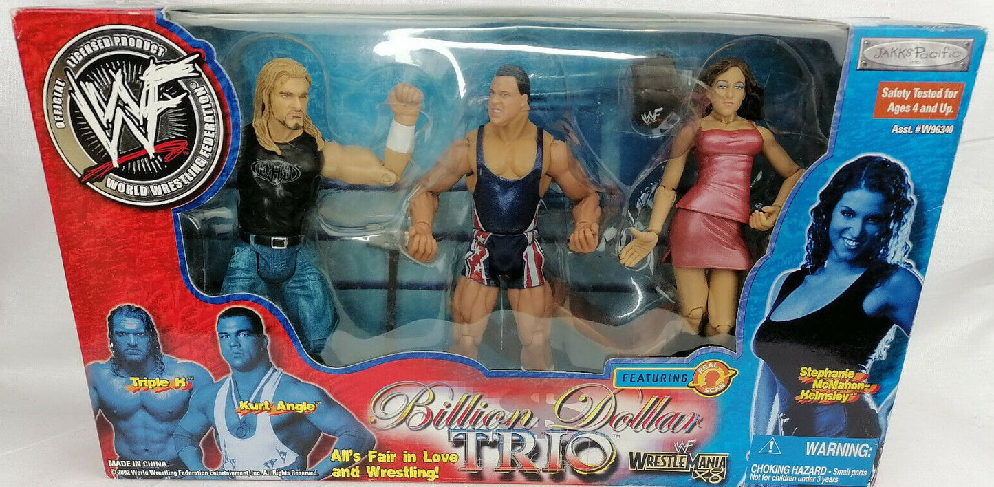 2002 WWF Jakks Pacific Titantron Live "Billion Dollar Trio" Box Set: Triple H, Kurt Angle & Stephanie McMahon
